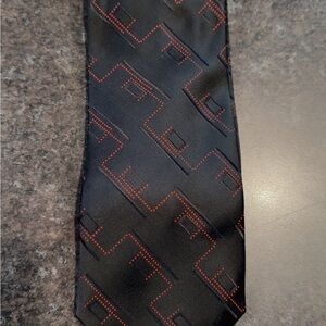 Modern Black and Red Geometric Tie